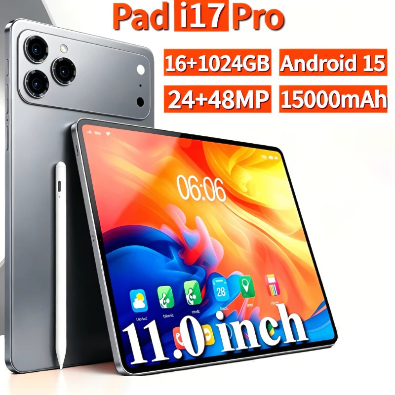 【ของแถมฟรี 6 ชิ้น】แท็บเล็ต i17Pro 11.0 นิ้ว หน้าจอความละเอียดสูง Snapdragon 888 16GB 1024GB ระบบ And