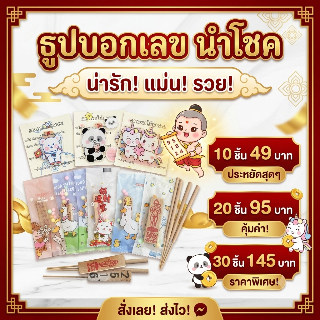 ธูปบอกเลข ธูปไอ้ไข่ ท้าวเวสสุวรรณ รวย รวย เลขแม่นธูปหวย