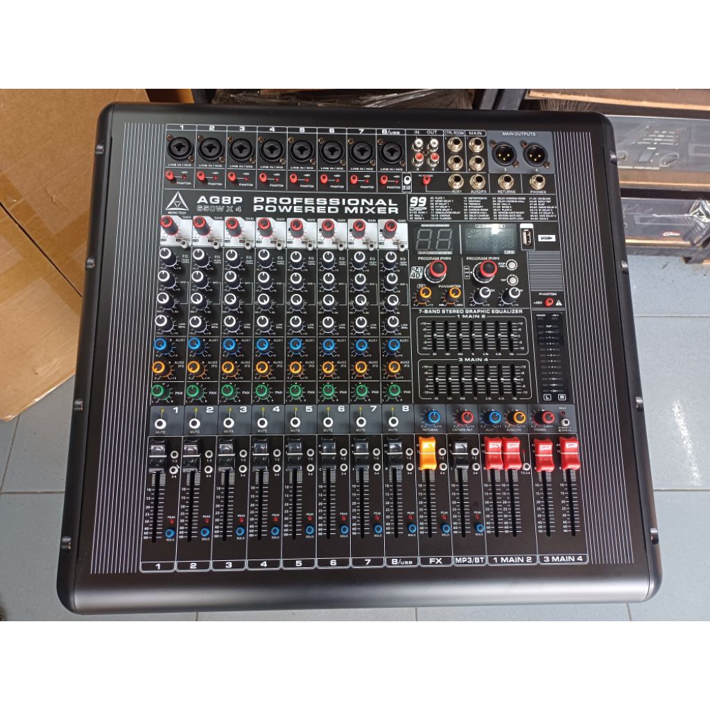 พาวเวอร์MIXER MICROTECH AG-8P มีครอสในตัว 650Wx650W เอฟเฟแท้ 99DSP USB บูธูท