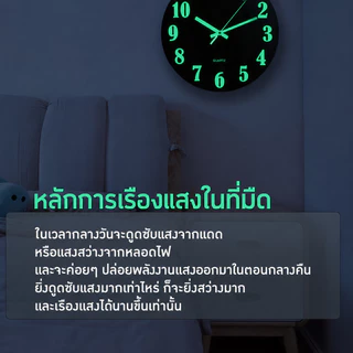 นาฬิกาแขวนผนังเรืองแสง นาฬิกาแขวนผนังไม้ เสียงเงียบ 12 นิ้ว ด้วยเข็มวินาที ดีไซน์ทันสมัย Wall Clock