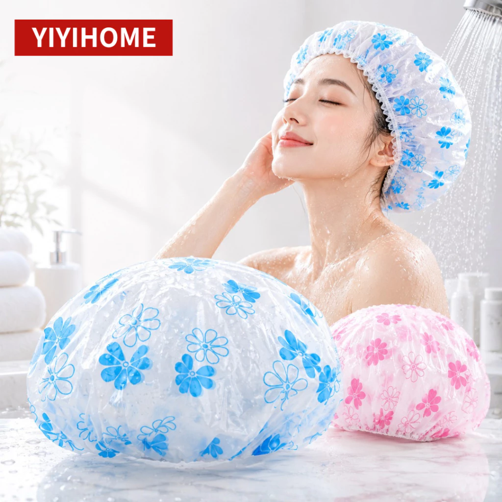 YIYIHOME หมวกคลุมผมอาบน้ำ หมวกอาบน้ำ หมวกคลุมผม กันน้ำ 2 ชั้น ลายการ์ตูน อุปกรณ์อาบน้ำ ผมแห้ง