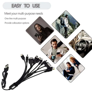 เก็บเงินปลายทาง พร้อมส่งทันที สายชาร์จ USB 10 in 1 อเนกประสงค์ รองรับชาร์จโทรศัพท์ได้หลายรุ่น สะดวกใช้งาน พกพาง่าย
