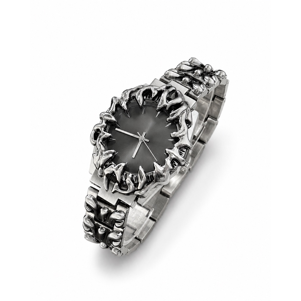 นาฬิกาข้อมือสแตนเลสสีดำ สไตล์ Gothic Punk | Quartz Watch | Unisex