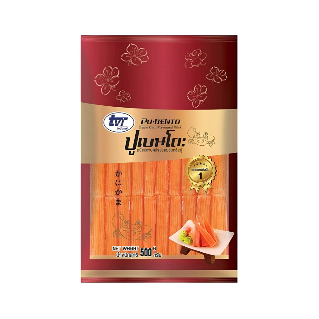 TVI ทวีวงษ์ ปูอัดเบนโตะ 500g ปูอัดแท่งแช่แข็ง วัตถุดิบชาบู หมูกระทะ ปิ้งย่าง สุกี้ หม้อไฟ อาหารแช่แข็ง ของกินเล่น