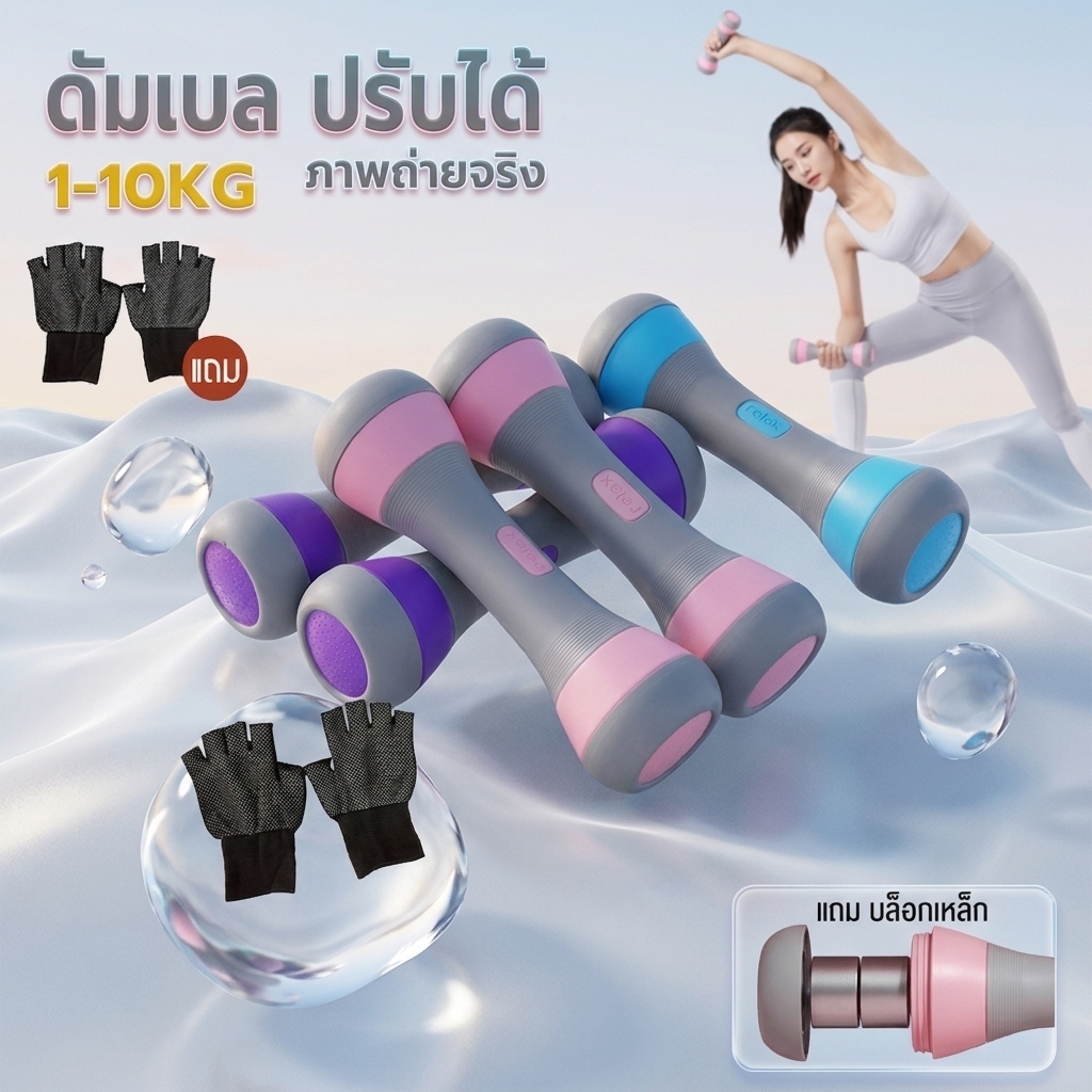 (พร้อมส่ง) ดัมเบลปรับน้ำหนักได้ 1-4 kg (1 คู่) ดัมเบลผู้หญิง สีชมพู อุปกรณ์ออกกำลังกาย Dumbbell Set