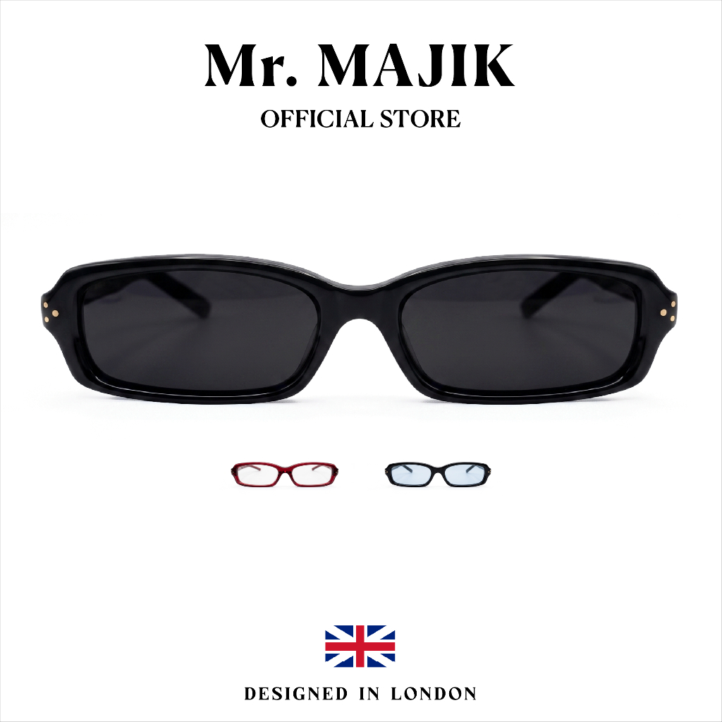 Mr.MAJIK แว่นตากันแดด Unisex UV400 Y2K ทรงสี่เหลี่ยมผืนผ้า ทรงแคบ Street Hip Hop แฟชั่นGZ2-08