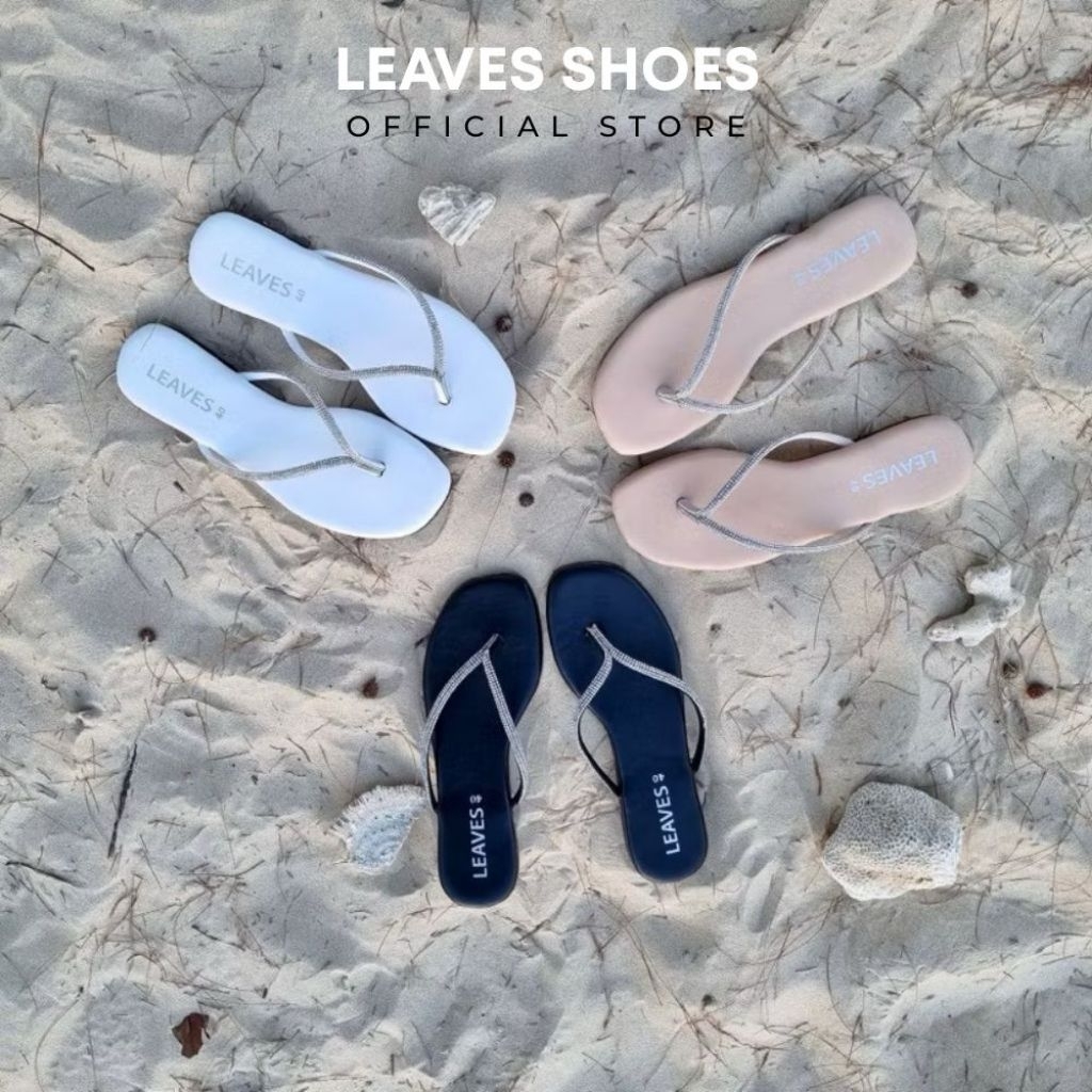 LEAVESSHOES รองเท้าแฟชั่นผู้หญิง แตะสวมพื้นนุ่ม รุ่น หนีบเพช
