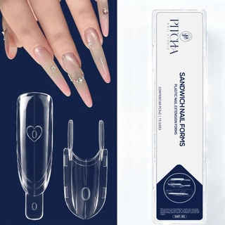 PITCHA SANDWICH NAIL FORMS แม่พิมพ์ต่อเล็บ 2 ชั้น PVC 120 ชิ้น 15 ขนาด (เลือกทรง SNF-05 / SNF-06)