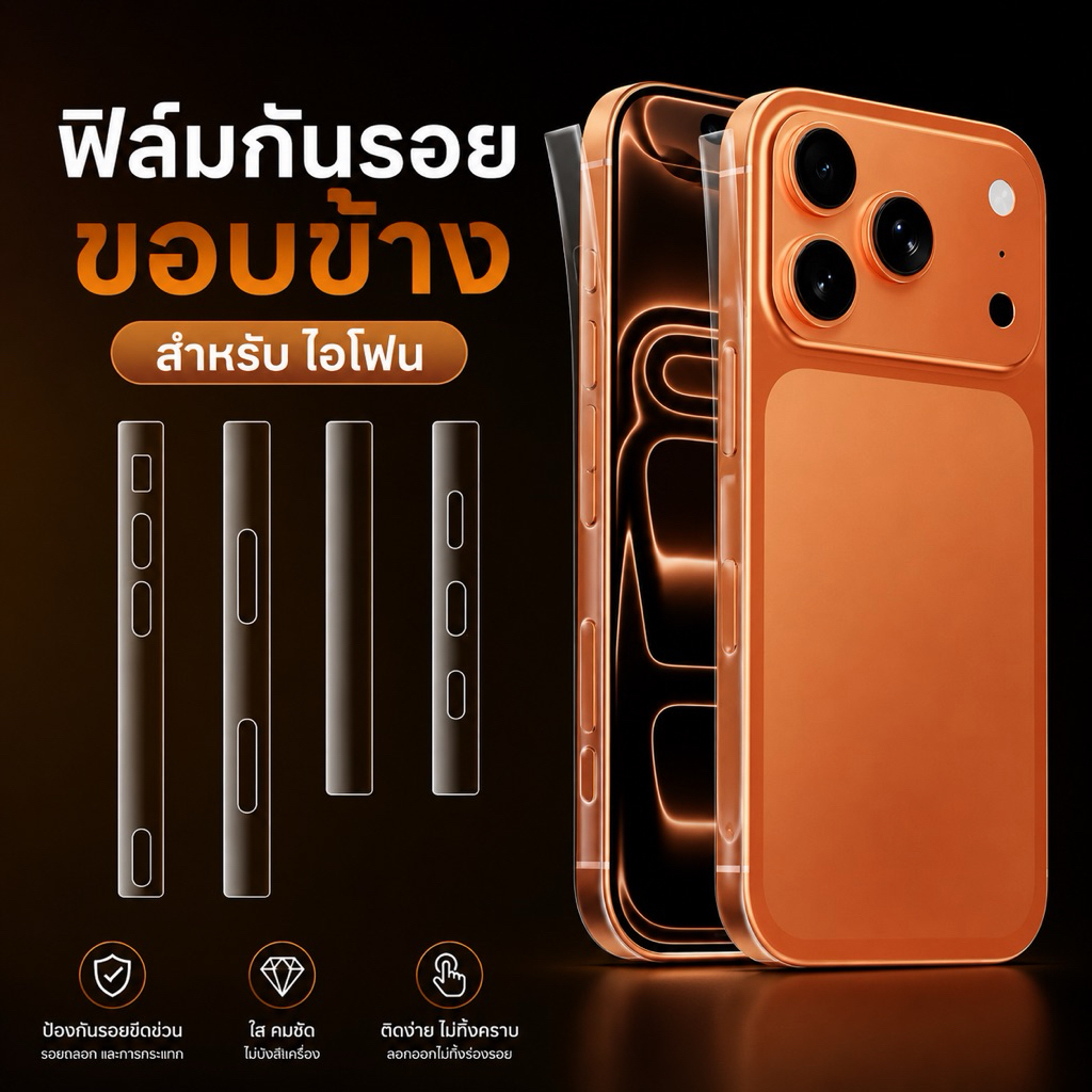 ฟิล์มกันรอย ขอบข้าง ฟิล์มไฮโดรเจล tpu แบบใส สำหรับ ไอโฟน 12 12MINI 12PRO 12PROMAX 13 13MINI 13PRO 16promax 16E 18promax
