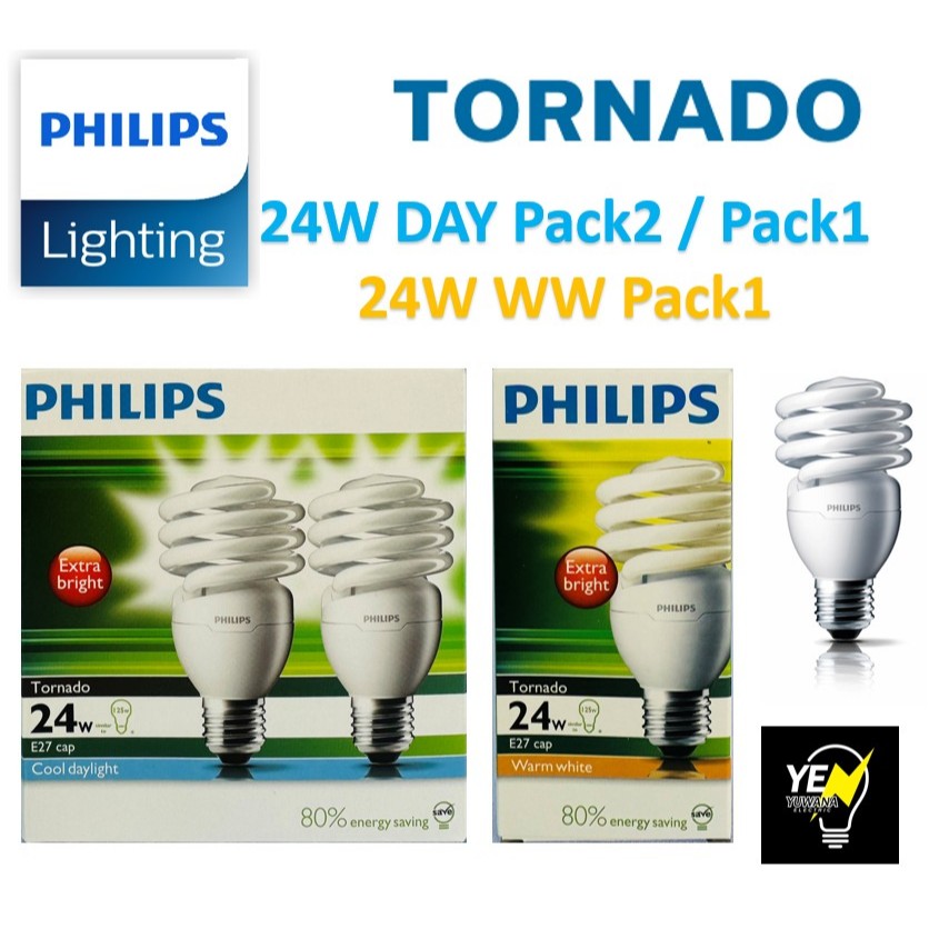 Philips หลอดประหยัด ทอร์นาโด 24W ขั้วเกลียวใหญ่ E27
