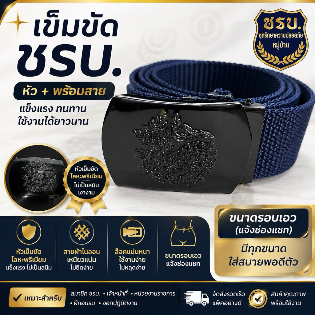 เข็มขัด ชรบ.พร้อมสาย แจ้งรอบเอว