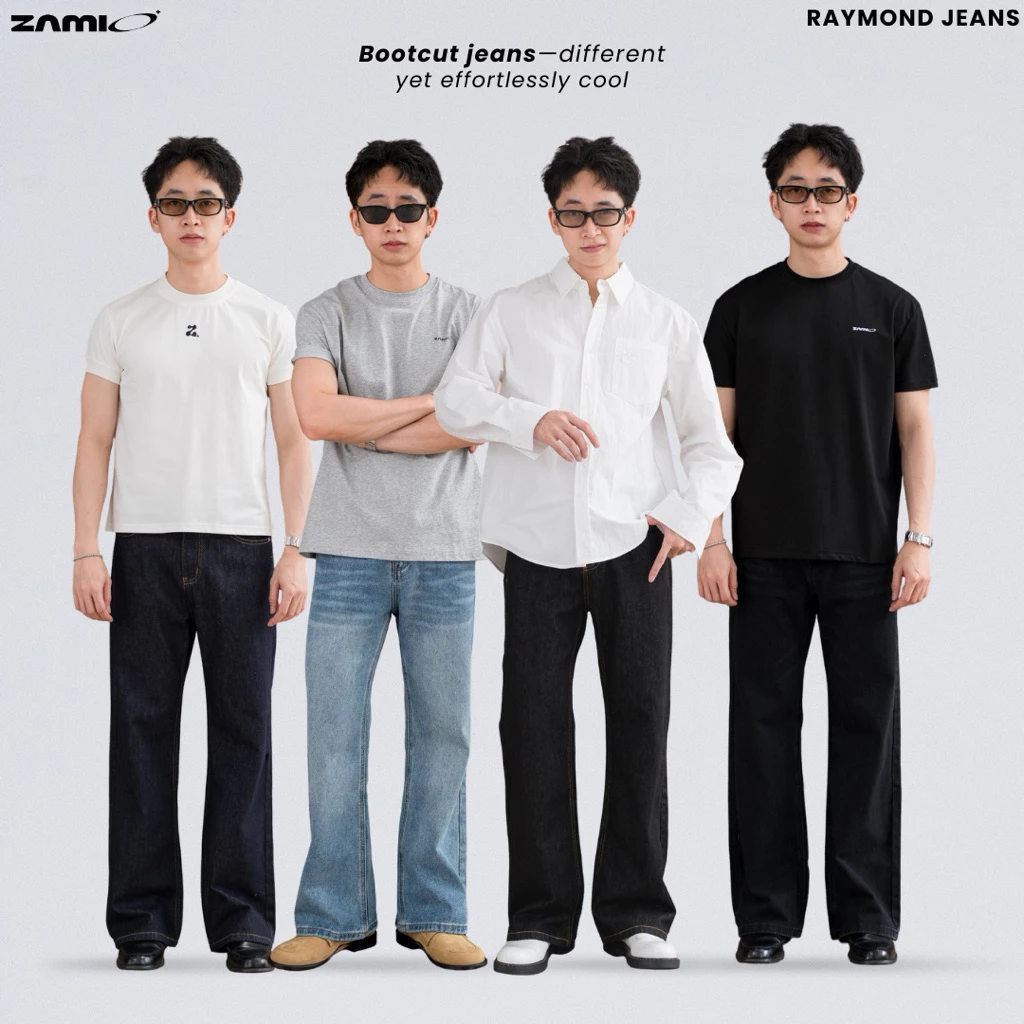 ZAMIO RAYMOND JEAN กางเกงยีนส์เอวสูงทรง bootcut ปลายขาบานเล็กน้อย