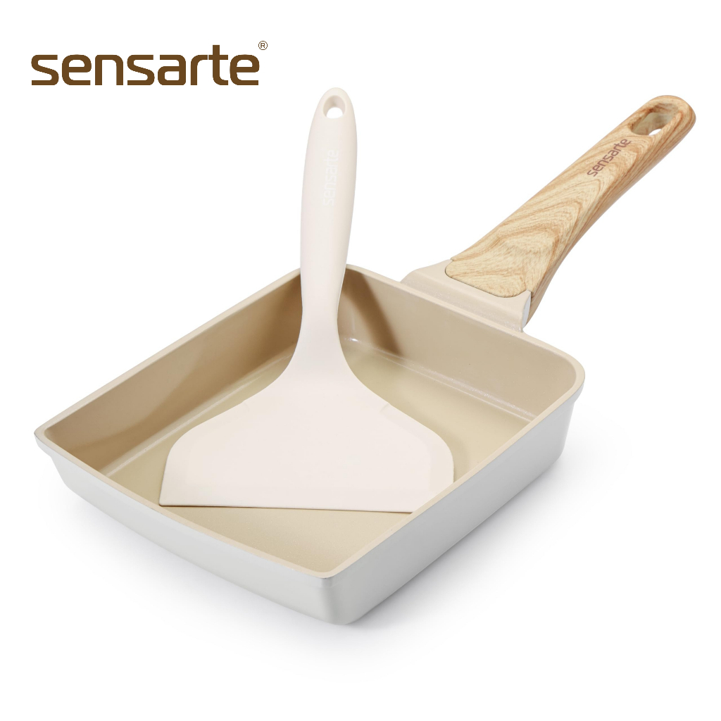 SENSARTE กระทะอายุยืน กระทะไข่ม้วน Tamagoyaki เคลือบกันติด Non-Stick ปลอดสาร เพื่อสุขภาพ ใช้ได้กับทุกเตา