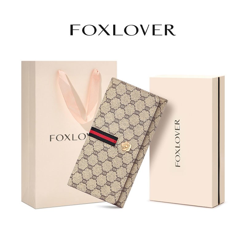 FOXLOVER กระเป๋าสตางค์ยาวผู้หญิง มีช่องใส่บัตร 11 ช่อง สามารถใส่เงินสดและบัตรเครดิตได้ สไตล์หรูยุโรป มีหลายแบบให้เลือก