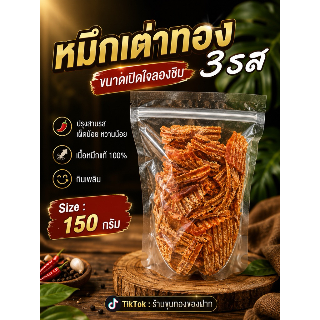 หมึกเต่าทอง 3 รส น้ำหนัก 150 กรัม