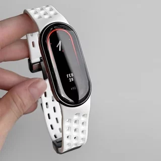 สายรัดข้อมือ Xiaomi Mi Band 10 อย่างเป็นทางการ พร้อมตัวล็อคแม่เหล็กระบายอากาศ และสายซิลิโคนเจาะรูสำหรับ Xiaomi 8/9 NFC