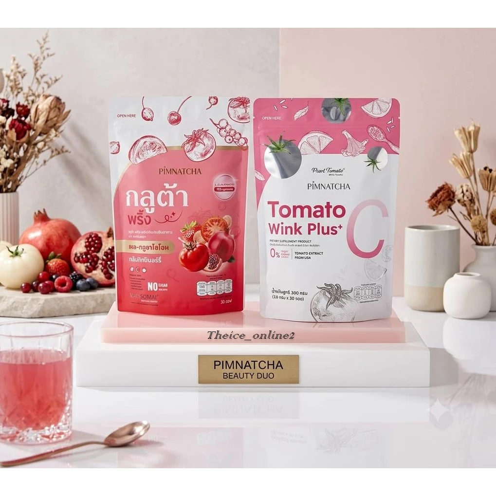 [ห่อใหญ่ 30 ซอง] Pimnatcha Tomato Wink Plus+C พิมพ์นัชชา โทเมโท วิ้ง พลัส ซี กลูต้าคอลลาเจน (กลูต้าพิมพ์นัชชา)