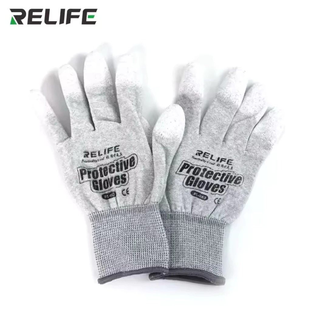 RELIFE RL-063 RL-063A ถุงมือฉนวนและทนความร้อน Antiskid ESD ถุงมือป้องกันนิ้วเคลือบทํางานอิเล็กทรอนิกส์