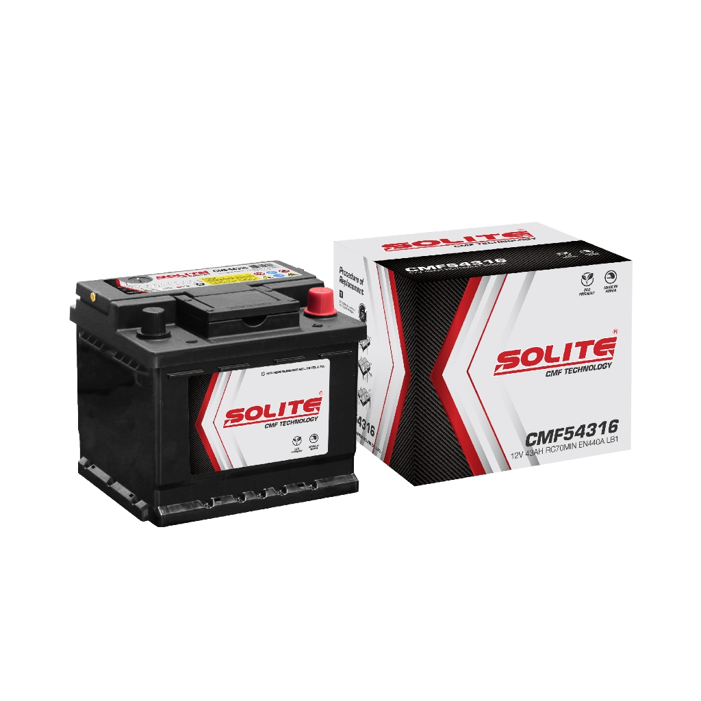 SOLITE CMF54316 DIN45 LBN1 SMF#แบตรถยนต์#แบตเตอรี่แห้ง#ขั้วจม#แบตฯพร้อมใช้#BYD Dolphin, Altis 2019, 