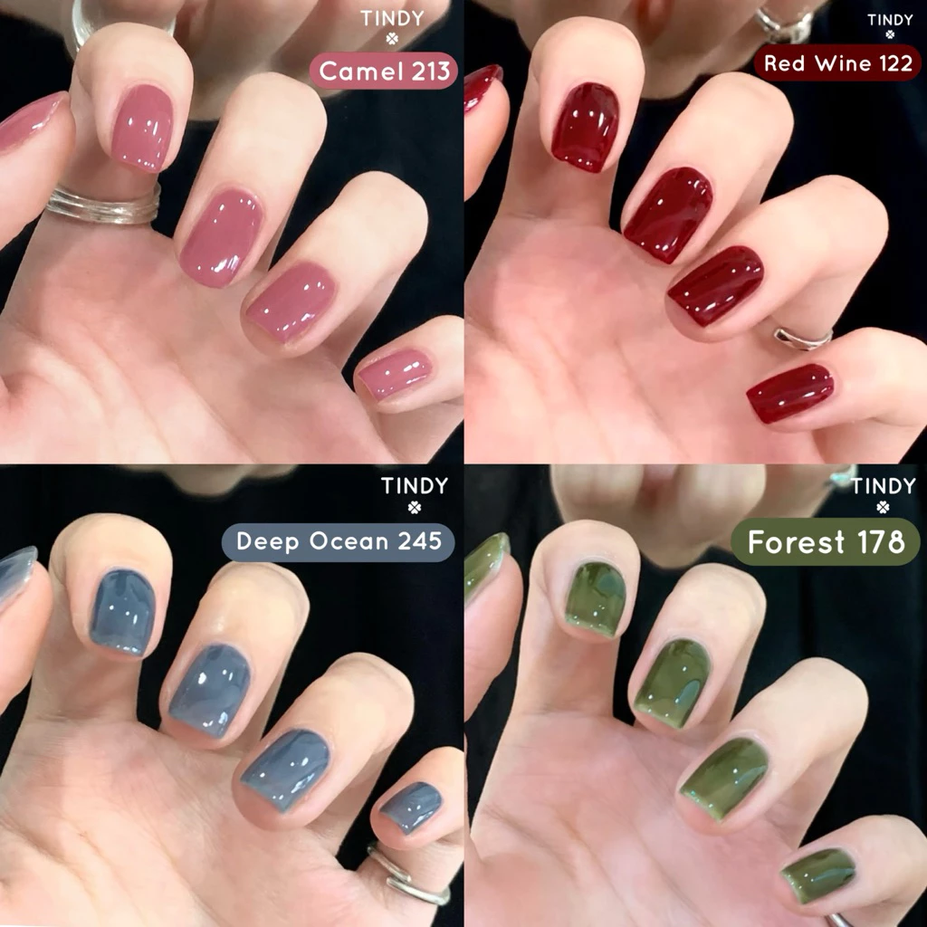 Tindy ยาทาเล็บ โทนเรียบหรู ดูดี เนื้อสีเงาดั่งเจล ไม่ต้องอบ สีทาเล็บ สีสวย แห้งไว 6ml