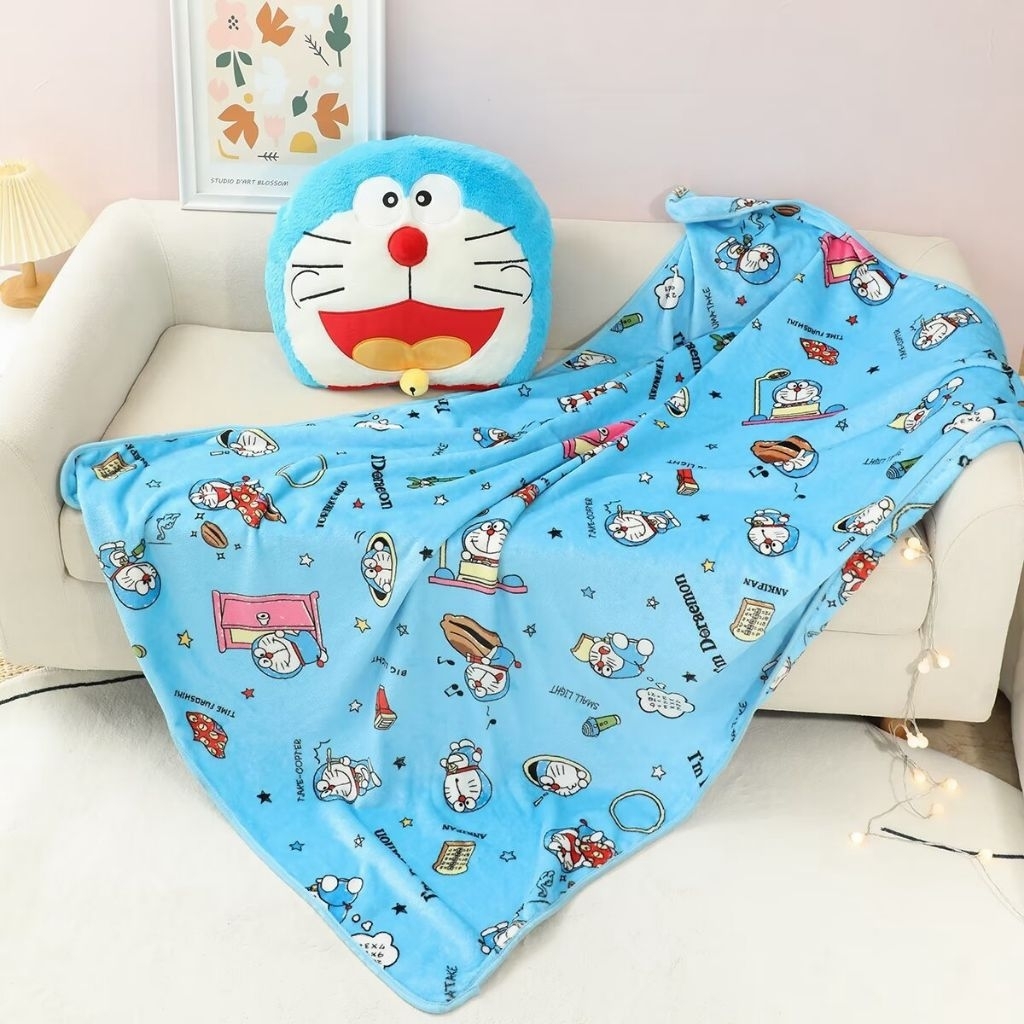 หมอนผ้าห่ม หัวตุ๊กตา Doraemon : Doraemon Pillow Blanket