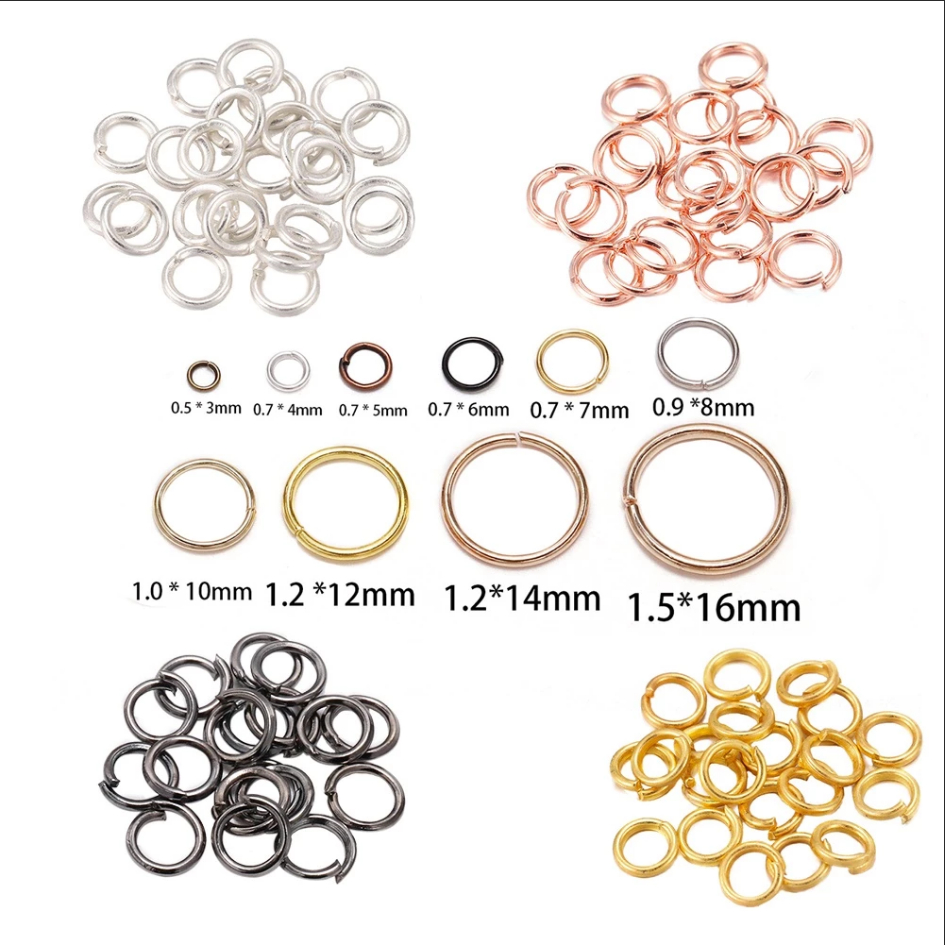 100-500ชิ้น /3-16mm แหวนสิ่งที่แนบมาแหวน เบ็ด และห่วงห่วงเดียวสร้อยคอสร้อยข้อมือ ห่วงกลม