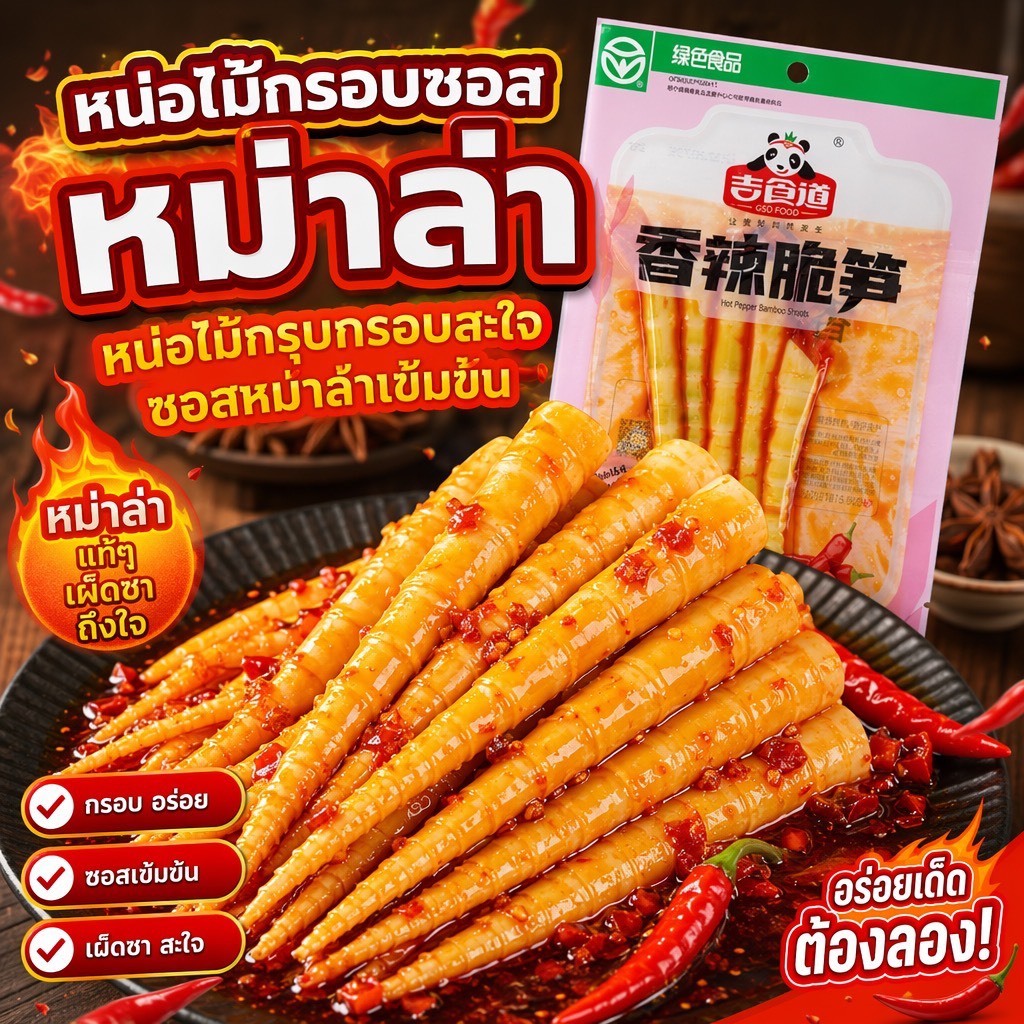 หน่อไม้ปรุงรสหม่าล่า กรุบกรอบ เคี้ยวมันส์ ทานเล่นก็เพลิน ทาน