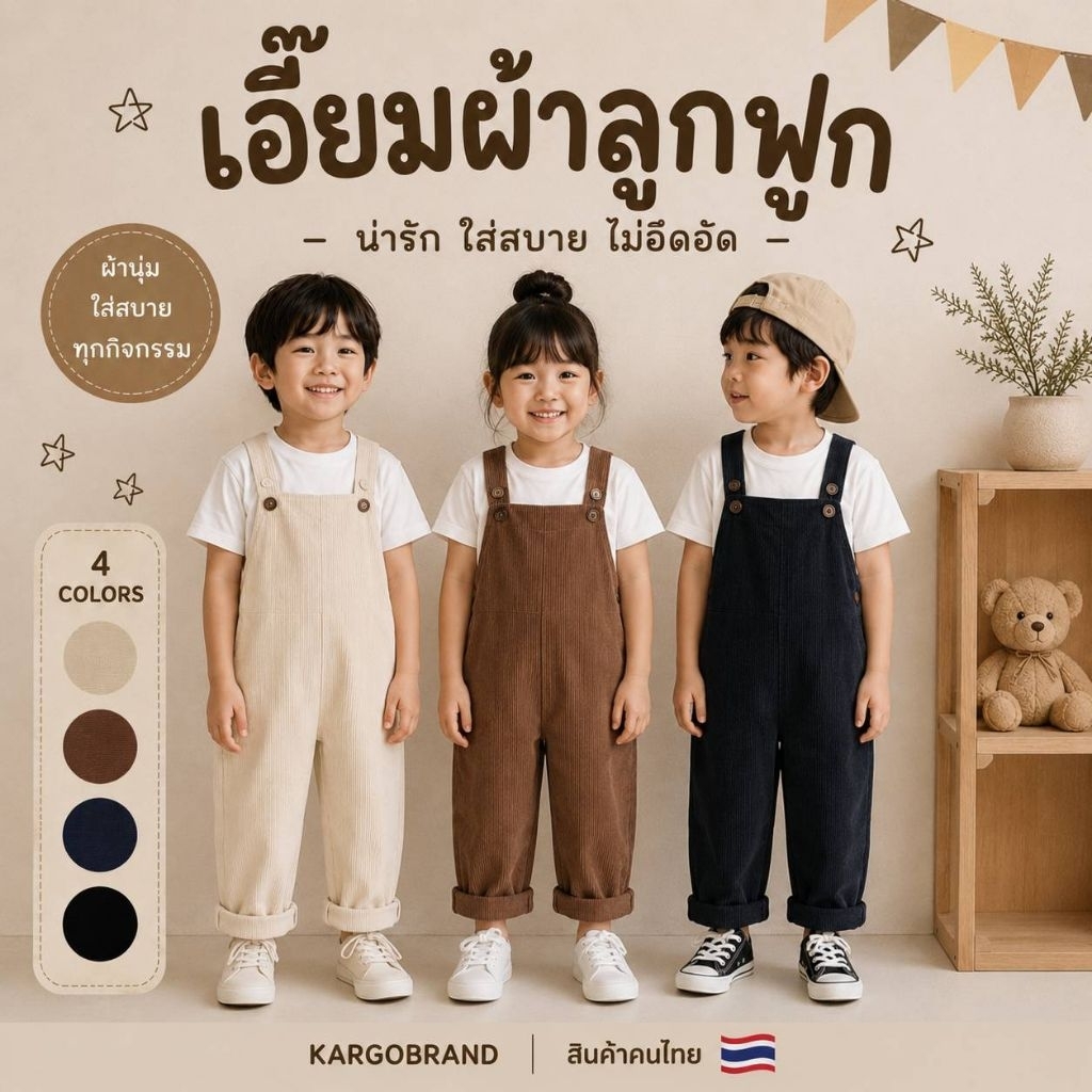 พร้อมส่งในไทย🇹🇭 เอี๊ยมเด็ก ผ้าลูกฟูก