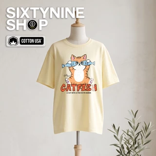 เสื้อยืดแขนสั้น ผ้าCotton M-4XL พิมพ์ลาย "Catfish" พร้อมส่ง