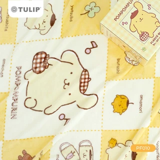 Tulip Fleece 60x80 นิ้ว ปอมปอมปุริน Pompompurin ลาย PF010 ลิขสิทธิ์แท้ Sanrio ผ้าห่มฟลีซห่มนุ่ม ขนาดใหญ่ 5 ฟุต
