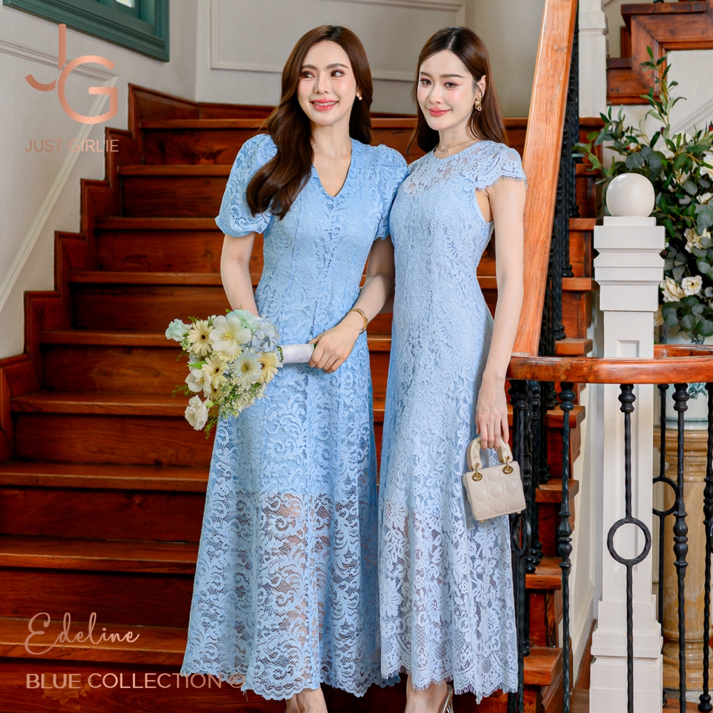 รวมเดรสสีฟ้าสุดละมุน เดรสออกงาน เดรสใส่งานแต่ง งานเลี้ยง และเที่ยวคาเฟ่ ลุคคุณหนู ดูแพงสวย พร้อมส่ง มีไซส์ S M L XL 2XL