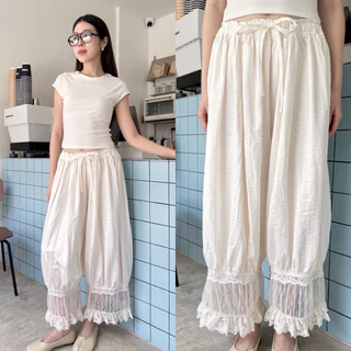 Harem Bohemian x lace pant” กางเกงฮาเรมสไตล์โบฮีเมี่ยน ขากระบอกใหญ่ เอวยางยืดมีเชือกรูด