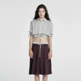 Fundamental Mitr x YVIS Box Pleated Midi Skirt