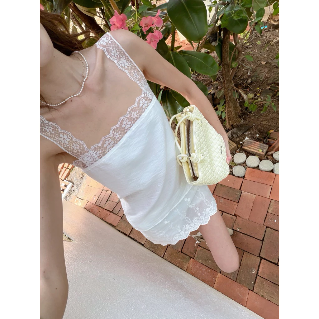Dewishes 💕 Bare Grace Set เซตเสื้อสายเดี่ยวลูกไม้ เปิดหลัง+กปกก ลูกไม้