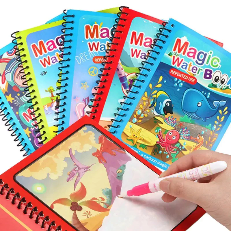 Magic Water Book สมุดระบายสีด้วยน้ำเปล่า สมุดระบายน้ำ ระบายสีซ้ำได้ ใช้ซ้ำได้ตลอด แถมปากกา1ด้าม ของเล่นเด็ก