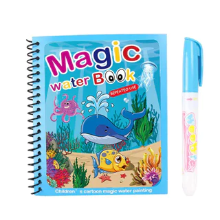 Magic Water Book สมุดระบายสีด้วยน้ำเปล่า สมุดระบายน้ำ ระบายสีซ้ำได้ ใช้ซ้ำได้ตลอด แถมปากกา1ด้าม ของเล่นเด็ก