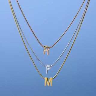 LUCYSUMMER [Round] Alphabet A-Z letter สร้อยคอลายกลมพร้อมจี้ตัวอักษร