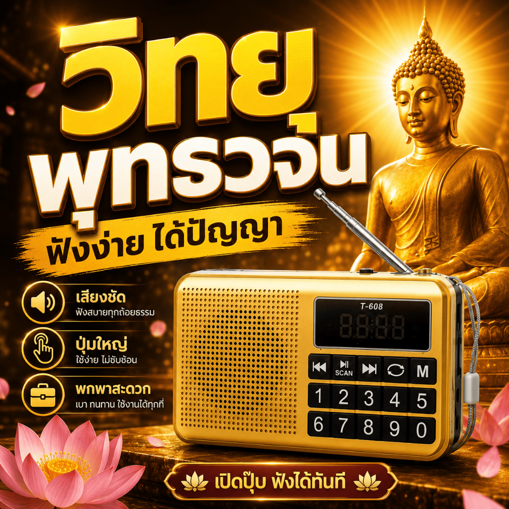 [ลด 8.8 ]วิทยุพุทธวจนปุ่มใหญ่ พุทธวจปฏิจจสมุปบาท ธรรมวินัยจากพุทธโอษฐ์ พร้อมเมมโมรี่32กิ๊ก บทสวดปฏิจจสมุปบาท