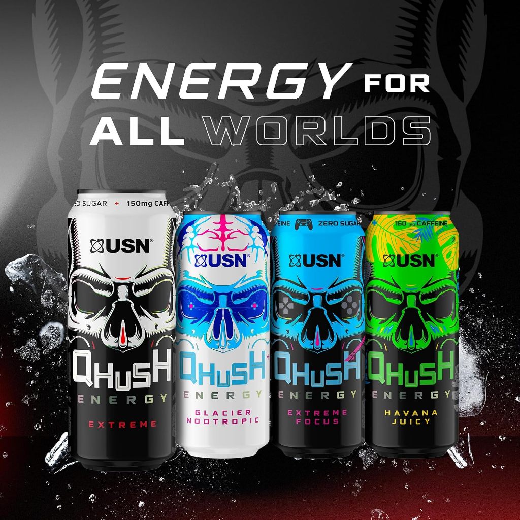 USN - Qhush Energy Drink เครื่องดื่มให้พลังงาน x1 กระป๋อง 500ml