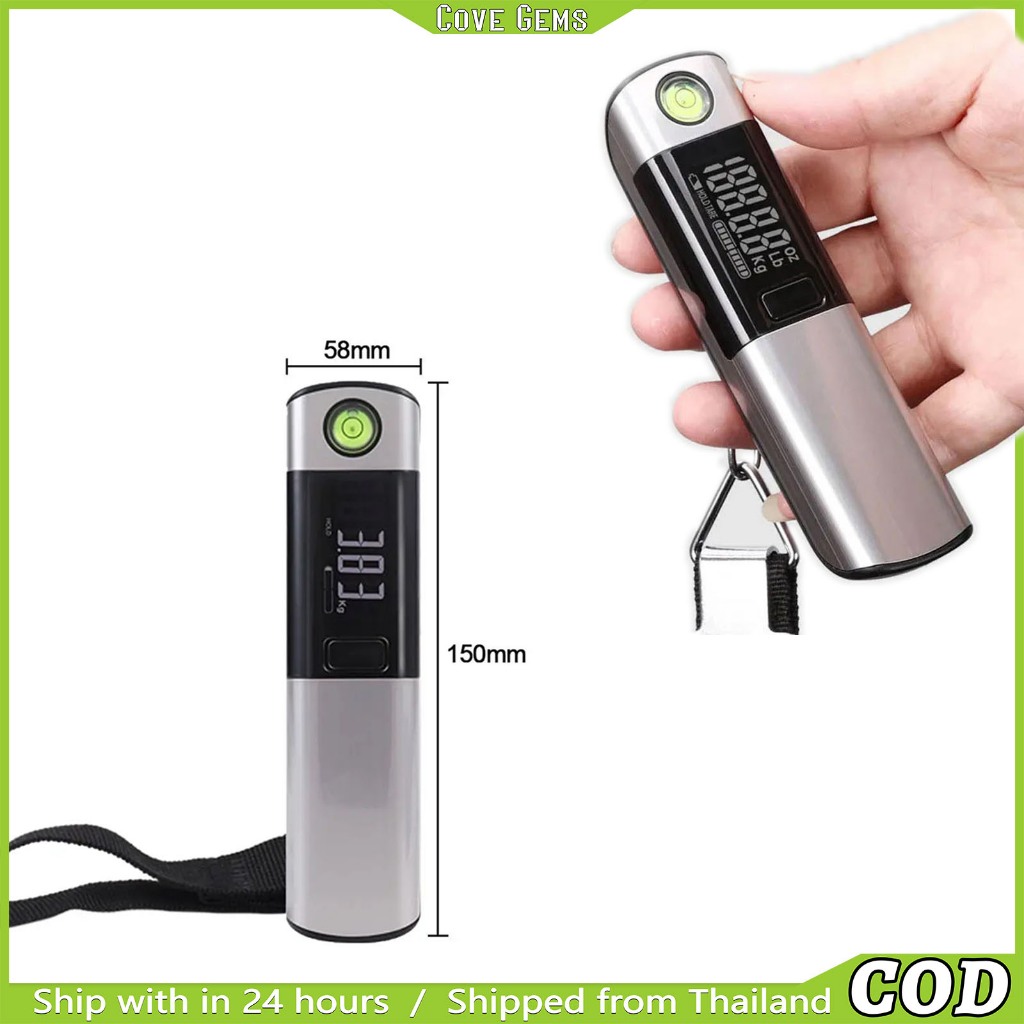 ตาชั่งพกพา | เครื่องชั่งกระเป๋าเดินทาง ดิจิตอล แบบแขวน หน้าจอLCD แม่นยำ มีระดับน้ำ เครื่องชั่งน้ำหนักพกพา สแตนเลส