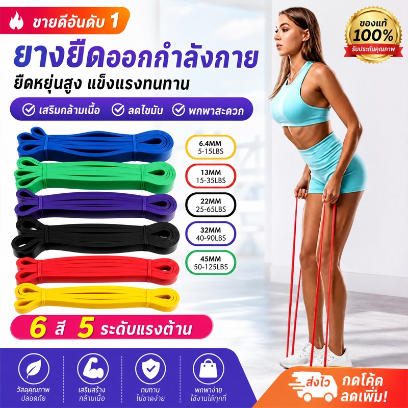 ยางยืดออกกำลังกายแรงต้านสูง ยางดึงข้อฝึกกล้ามเนื้อ เสริมสร้างความแข็งแรง รองรับฝึกพูลอัป (PULLUP) ได้