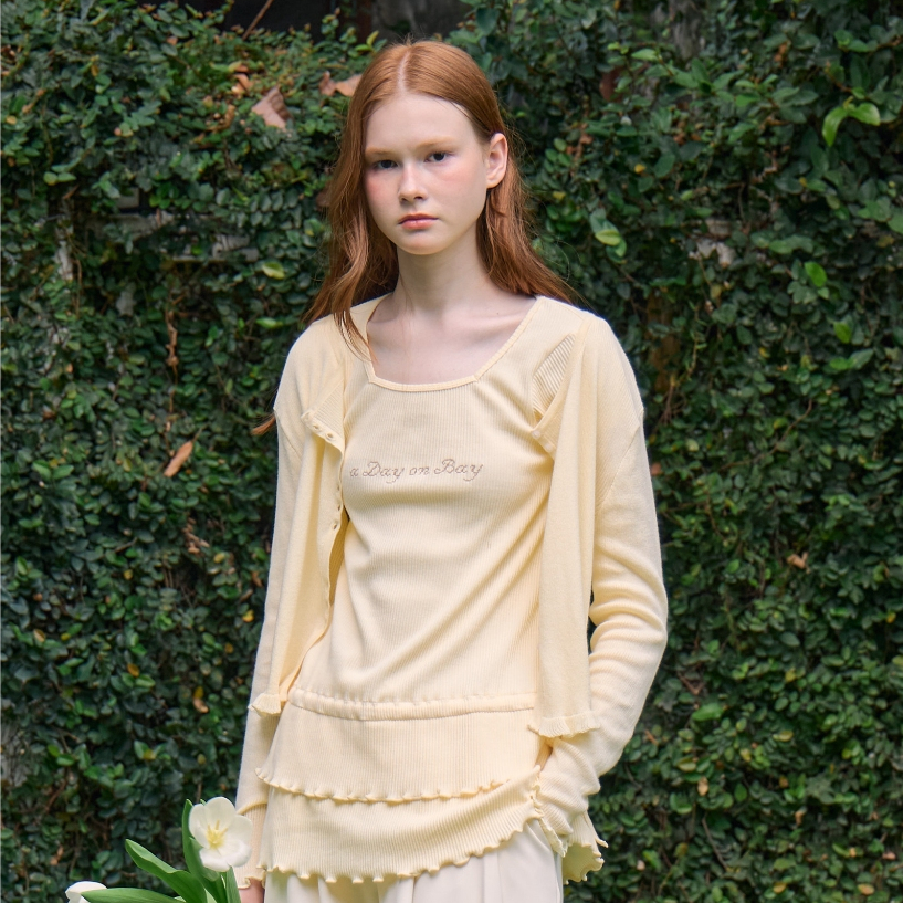 (a DAY on BAY) Bouquet Ruffle Cardigan • Butter Chamomile