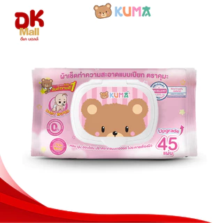 (live) [ ยกลัง ] Kuma ผ้าเช็ดทำความสะอาดผิวแบบเปียก ทิชชู่เปียกคุมะ 45 แผ่น (6แพ็ค 36ห่อ) 2สีในแพ็ค ฟ้า/ชมพู