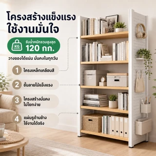 BMZAR ชั้นวางของ DIY pegboard ชั้นวางหนังสือ แข็งแรง รับน้ำหนักสูง ติดตั้งง่าย ใช้งานหลายแบบ