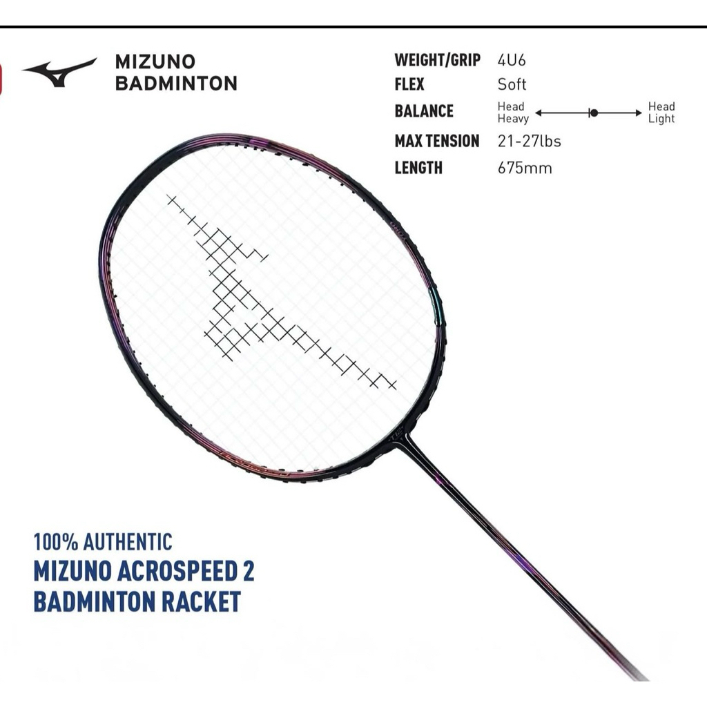 ไม้แบดมินตัน Mizuno รุ่น Acrospeed 2 (4U6) ประกันศูนย์ไทย