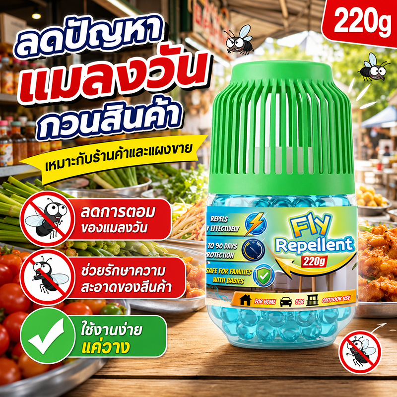 24 ชม. ป้องกันแมลงวัน ICไล่แมลงวัน ไล่แมลงหวี่ กำจัดแมลงวัน 220g ปลอดภัยและไม่มีพิษ ไม่ก่อให้เกิด