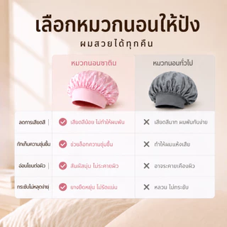 YIYIHOME หมวกนอน หมวกคลุมผมซาติน หมวกนอนผู้หญิง หมวกนอนผู้ชาย หมวกใส่นอน ปกป้องผม ขอบยืดหยุ่น