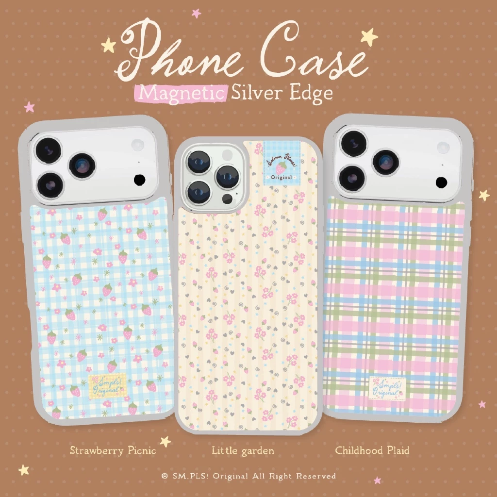 *มีแม่เหล็ก* Silver Edge Phone Case (เคสโทรศัพท์แม่เหล็กผิวด้าน ขอบเงิน) IP11-17PM : InnerChild Col. - SM,PLS!