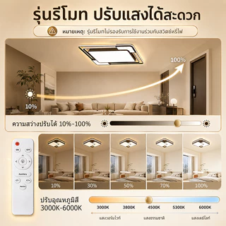 โคมไฟเพดาน LED ไฟเพดาน ไฟติดเพดาน ไฟห้องนอน ปรับแสงได้ รีโมทคอนโทรล 3สี ห้องนอน ห้องนั่งเล่น