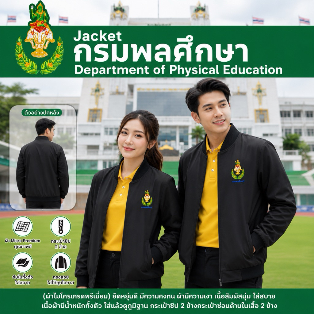 แจ็กเก็ตปักตรากรมพละศึกษา(ปักหน้า)